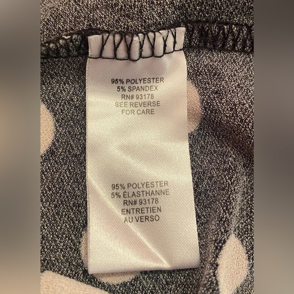 Tahari Women’s Black Polka Dot Elbow Sleeves Crewneck Blouse Top Size Large - Picture 7 of 8